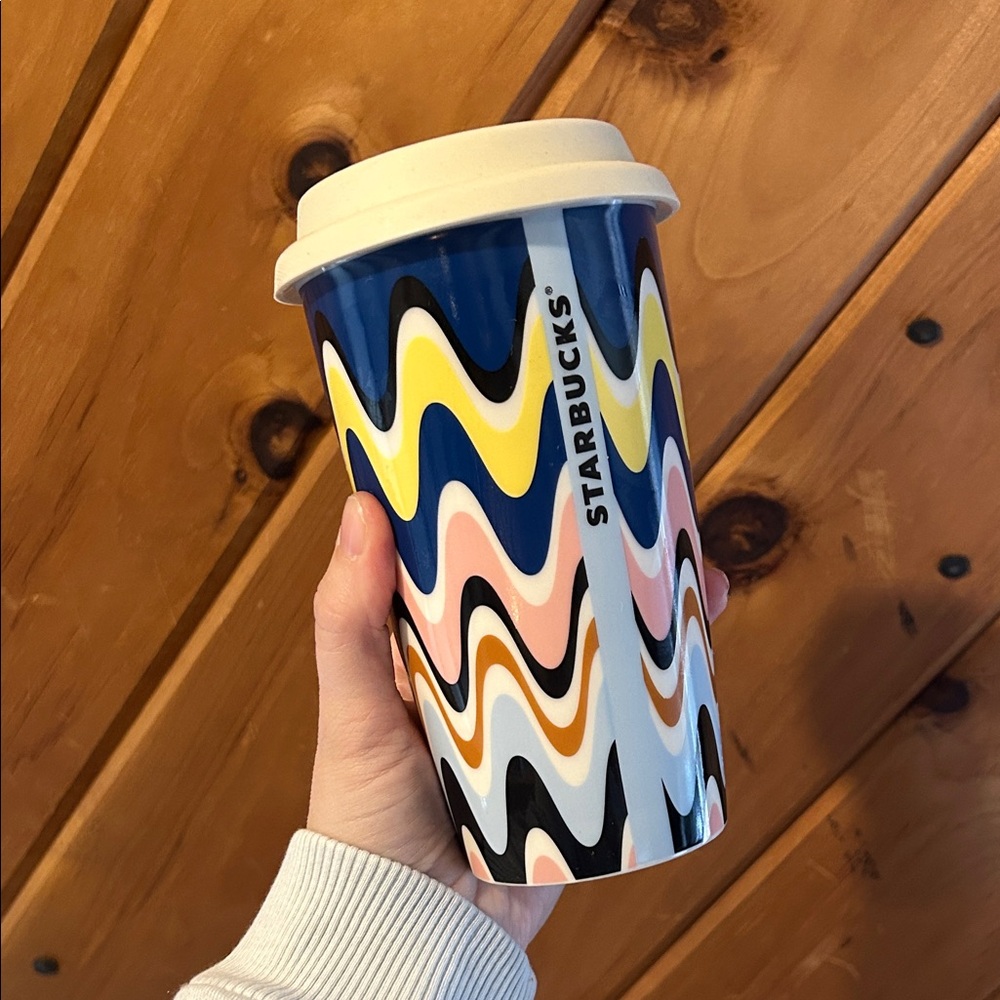 Starbucks Color Waves Double Wall Ceramic Travel 12 oz Tumbler